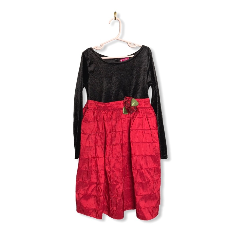 What a Doll | Girls Formal Rose Black Velour Dress •
